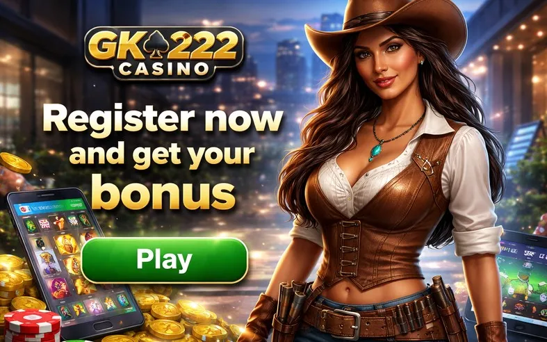 GK222 home screen with games and bonuses